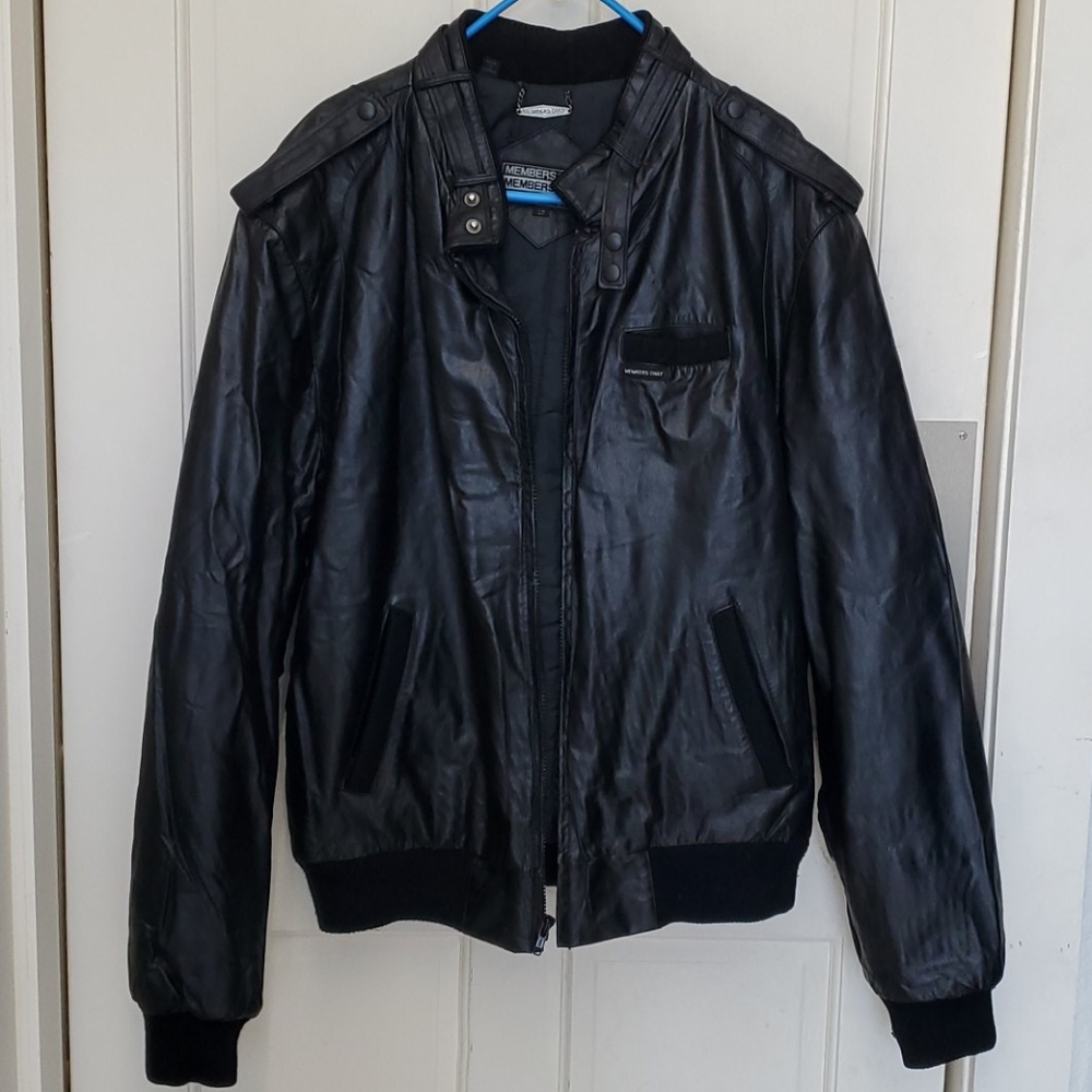 Vintage Members Only jacket large black leather
